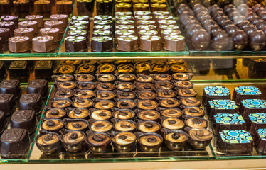 Chocolate candy in a store window