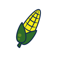 vegetables and fruits concept, corn icon, line and fill style