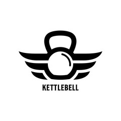 Kettlebell Wings Vector Logo Design Graphic Template