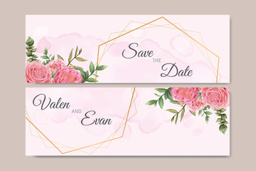 Wedding invitation card with flowers background