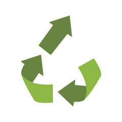 Vector upcycling sign, isolated on white background. Green reuse symbol for ecological design. Zero waste lifestyle.