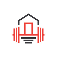 Home Fitness Barbell Vector Logo Design Template