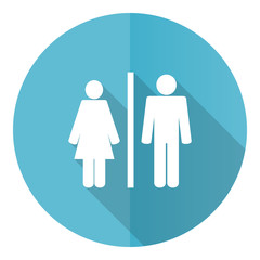 Man and Woman blue round flat design vector icon isolated on white background