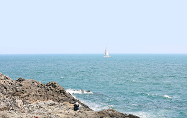 Blue  shore ocean nature serene  and beautiful.