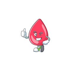 Mascot design style of red blood showing Thumbs up finger