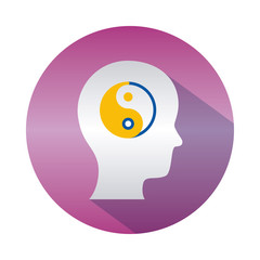 mental health concept, yin yang symbol inside human head icon over white background, block gradient style