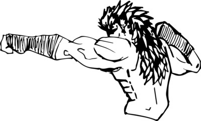 Fototapeta premium Muay Thai character cartoon illustration