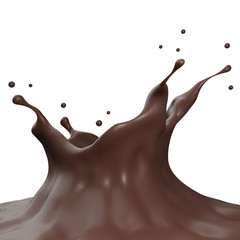 Chocolate splash on floor abstract shapes , isolated on White background , 3d illustration 3D Rendering