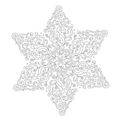 Mandala for coloring book. Paisley and plant ornaments. Form with Ethnic , Folk tribal elements. Anti-stress therapy art. Vector