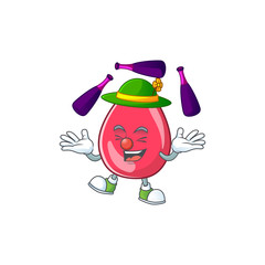 mascot cartoon style of red blood playing Juggling on stage