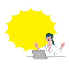 医師　医者　女性　パソコン  衝撃　驚いている