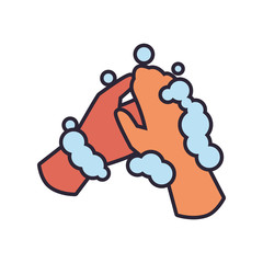 washing hands with water and soap, line and fill style icon