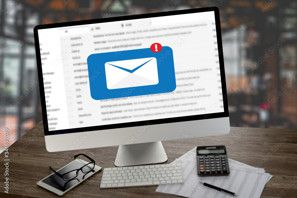 Fototapete mail communication connection message to mailing contacts phone global letters concept computer brow