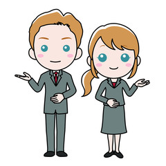 スーツ姿の男女 
