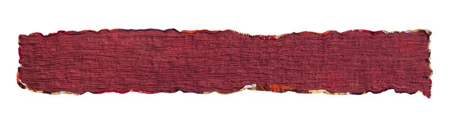 back side of stitched red brown scarf isolated