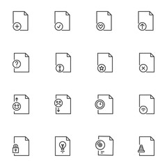 Universal file types line icons set, outline vector symbol collection, linear style pictogram pack. Signs, logo illustration. Set includes icons as add document file, favorite folder, delete, archive