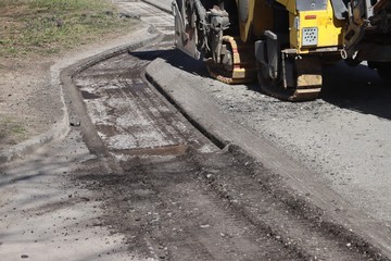 Asphalt Milled Grooves. Milled Machine. Selective focus © Alex 
