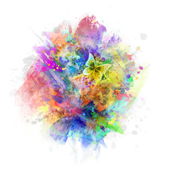 abstract watercolor background with Butterfly splashes