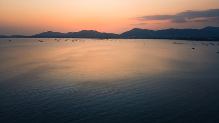 Evening sea and beach High angle view