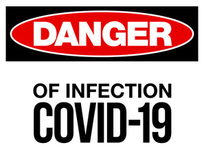 Coronavirus warning and attention icon sticker. Exclamation yellow mark skull danger sign, COVID19 or nCoV epidemic and pandemic symbol. biohazard flat logo template for medical Infographic sticker