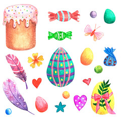 Easter watercolor and colored pensils