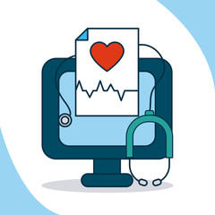 cardio monitor and stethoscope, colorful design