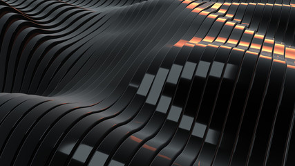 Abstract futuristic black background with waves