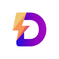 Letter D Lightning Vector Logo Design Template