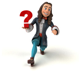3D Illustration of a cartoon man in historical baroque costume