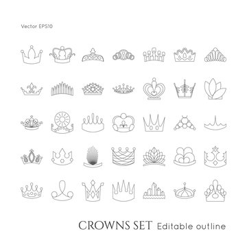 Linear logo Crown  Vector