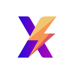 Letter X Lightning Vector Logo Design Template