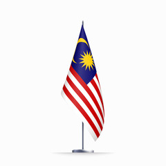 Malaysia flag state symbol isolated on background national banner. Greeting card National Independence Day of the Malaysia. Illustration banner with realistic state flag.