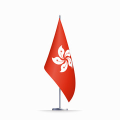 Hong Kong flag state symbol isolated on background national banner. Greeting National Independence Day Hong Kong special administrative region of China. Illustration banner realistic state flag HKSAR.