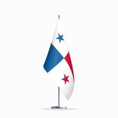 Panama flag state symbol isolated on background national banner. Greeting card National Independence Day of the Republic of Panama. Illustration banner with realistic state flag.