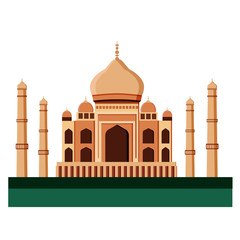 Taj Mahal. A white marble mosque mausoleum located in Agra, India, on the banks of the Yamuna River in Agra.