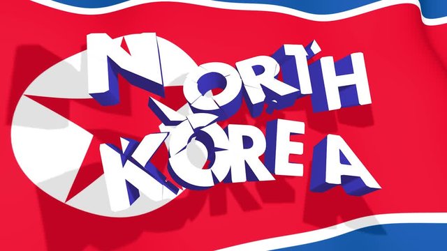 North Korea Collapse Typography with Flag