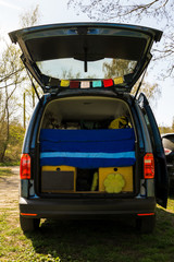 custom built blue micro camper van