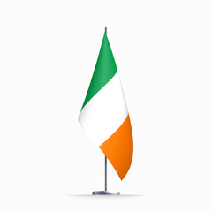 Ireland flag state symbol isolated on background national banner. Greeting card National Independence Day of the Republic of Ireland. Illustration banner with realistic state flag.