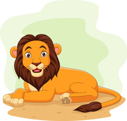 Obraz na płótnie Canvas Cartoon happy lion in the field