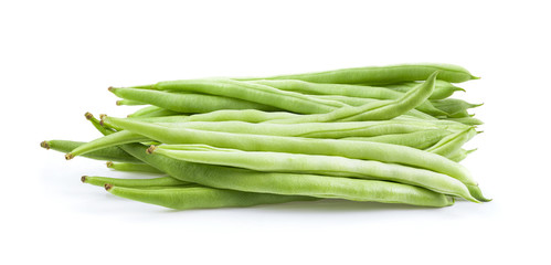 Green beans on a white background