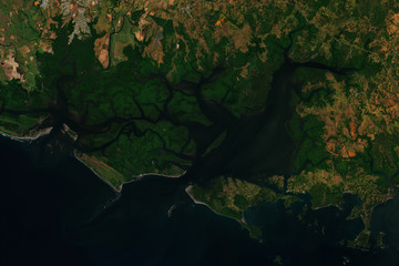 High resolution satellite image of Bahia de los Muertos in Panama - contains modified Copernicus Sentinel Data (2019) © lavizzara