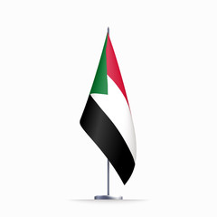 Sudan flag state symbol isolated on background national banner. Greeting card National Independence Day of the Republic of the Sudan. Illustration banner with realistic state flag.