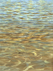 Sunny water with transparent waves watercolor background