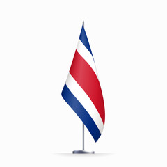 Costa Rica flag state symbol isolated on background national banner. Greeting card National Independence Day of the Republic of Costa Rica. Illustration banner with realistic state flag.