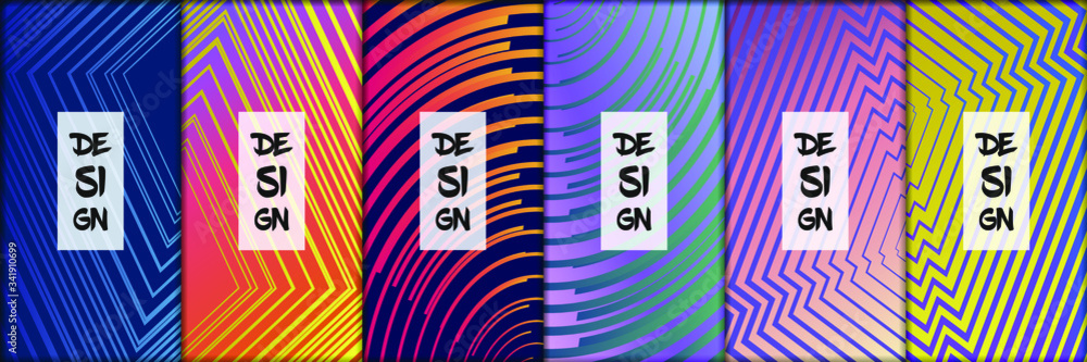 Poster set of modern abstract backgrounds with gradient linear waves. simply geometric template for design