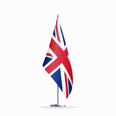 Obraz premium Britain flag state symbol isolated on background national banner. Greeting card National Independence Day United Kingdom of Great Britain and Northern Ireland. banner with realistic state flag of UK.