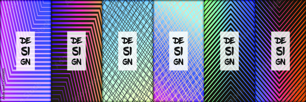 Poster set of modern abstract backgrounds with gradient linear waves. simply geometric template for design