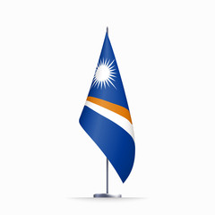 Marshall Islands flag state symbol isolated on background national banner. Greeting card National Independence Day of the Republic of Marshall Islands. Illustration banner with realistic state flag.