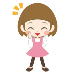 上を指差す笑顔の女の子