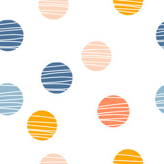 Cute textured dots hand drawn seamless vector fill. Cute childish drawing. Baby wrapping paper, textile, vector illustration